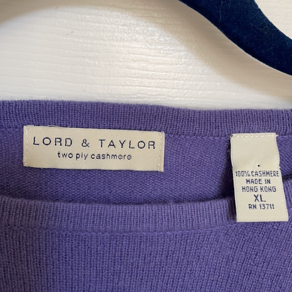 Lord & Taylor Deep Lavender Cashmere Sweater - Picture 3 of 4